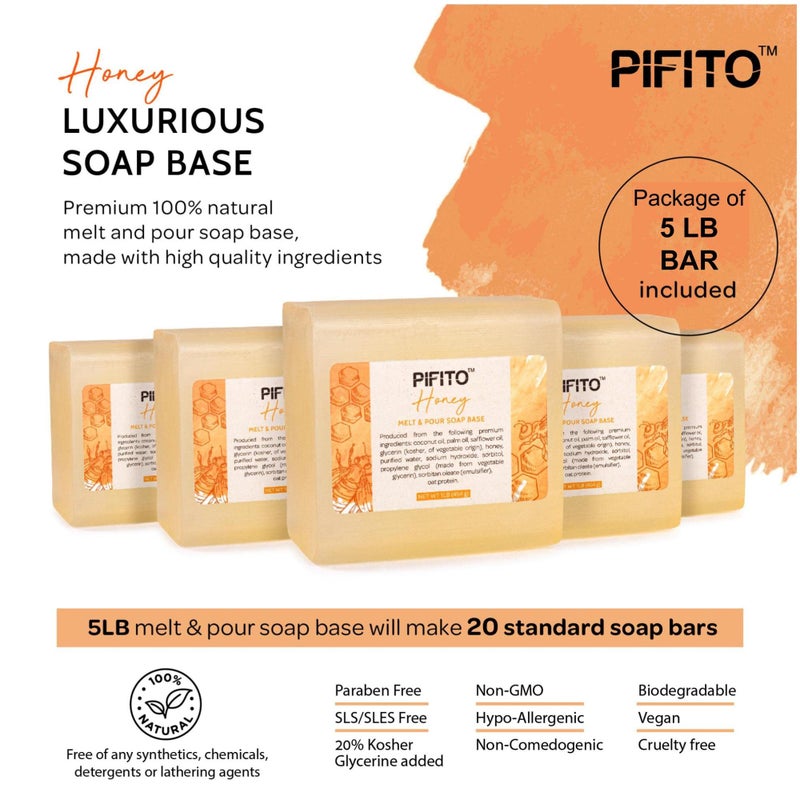 Pifito Honey Melt and Pour Soap Base (5 lb) â”‚ Bulk Premium 100% Natural Glycerin Soap Base â”‚ Luxurious Soap Making Supplies - Image 2